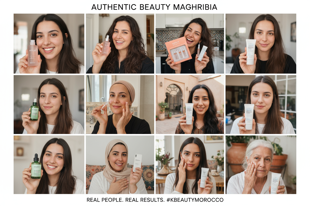 كولاج نساء مغربيات مع منتجات المتجر