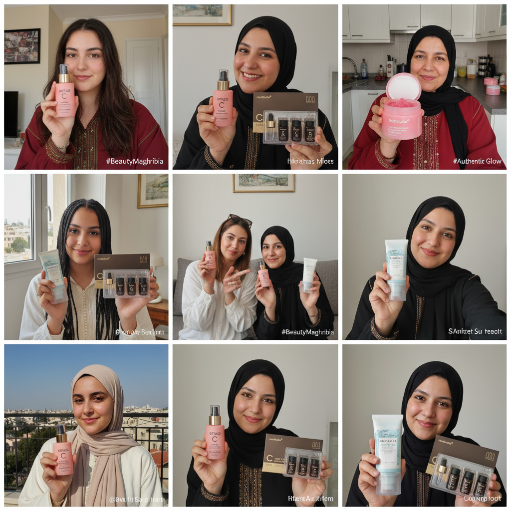 كولاج نساء كثيرات مع منتجات المتجر